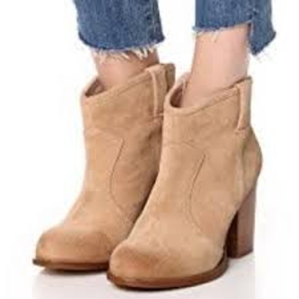 Splendid Lakota Suede Ankle Bootie 9 Women Western Cowgirl Block Heel Taupe
